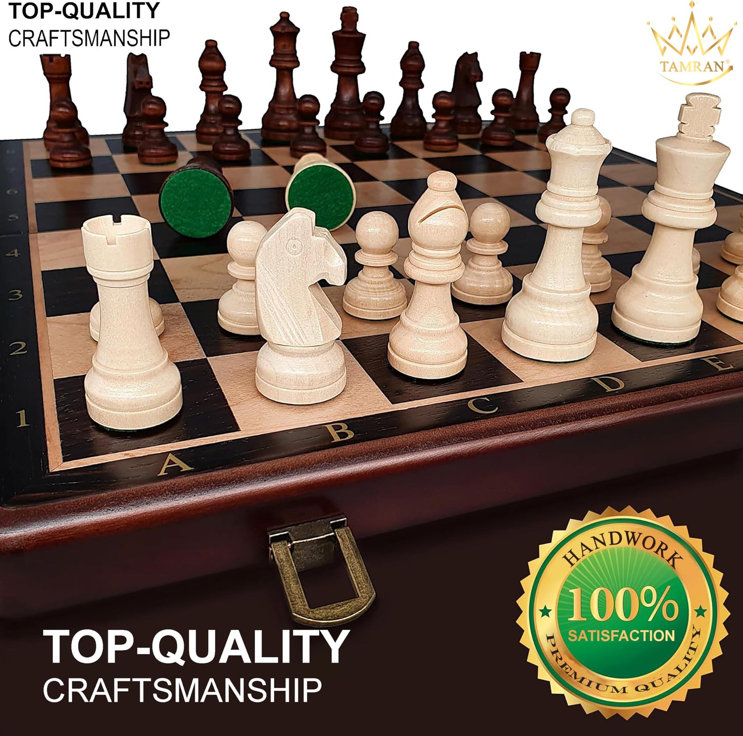 Magnetic Wooden Chess Set, 15 Inches Chess Set Board Games, Foldable Chess Board Game, Handmade Portable Travel Chess Game, Ches