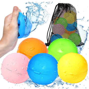Soppycid Water Balloons Reusable Quick Fill - Self Sealing Silicone Water Balls For Kids With Mesh Bag, Outdoor Summer Fun Water Toys For Outdoor Activities, Summer Party, Water Park, Family Game