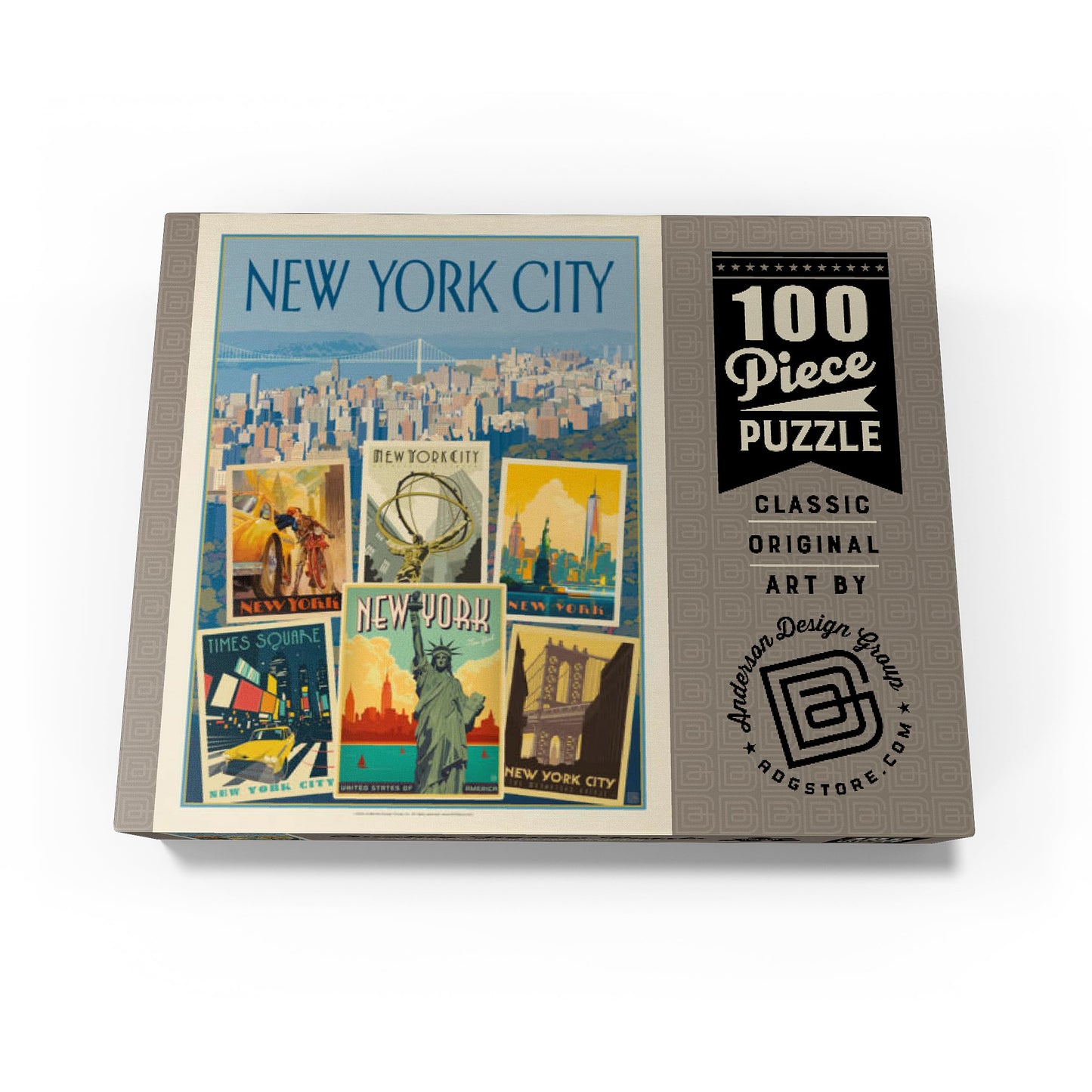 MyPuzzle New York City: Multi-Image Collage Print, Vintage Poster - Premium 100 Piece Jigsaw Puzzle for Adults