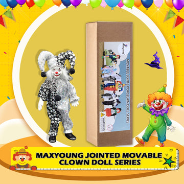 Maxyoung 9 Inch Porcelain Clown Doll Vintage Dolls Figurine, Collectible Figure, Hand Painted Toy, Christmas Halloween Birthday Gift, Movable Joints
