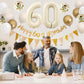 60Th Birthday Decorations Sand White Gold,60Th Birthday Balloons Beige Gold,Happy 60Th Birthday Banner With Cake Toppers Number