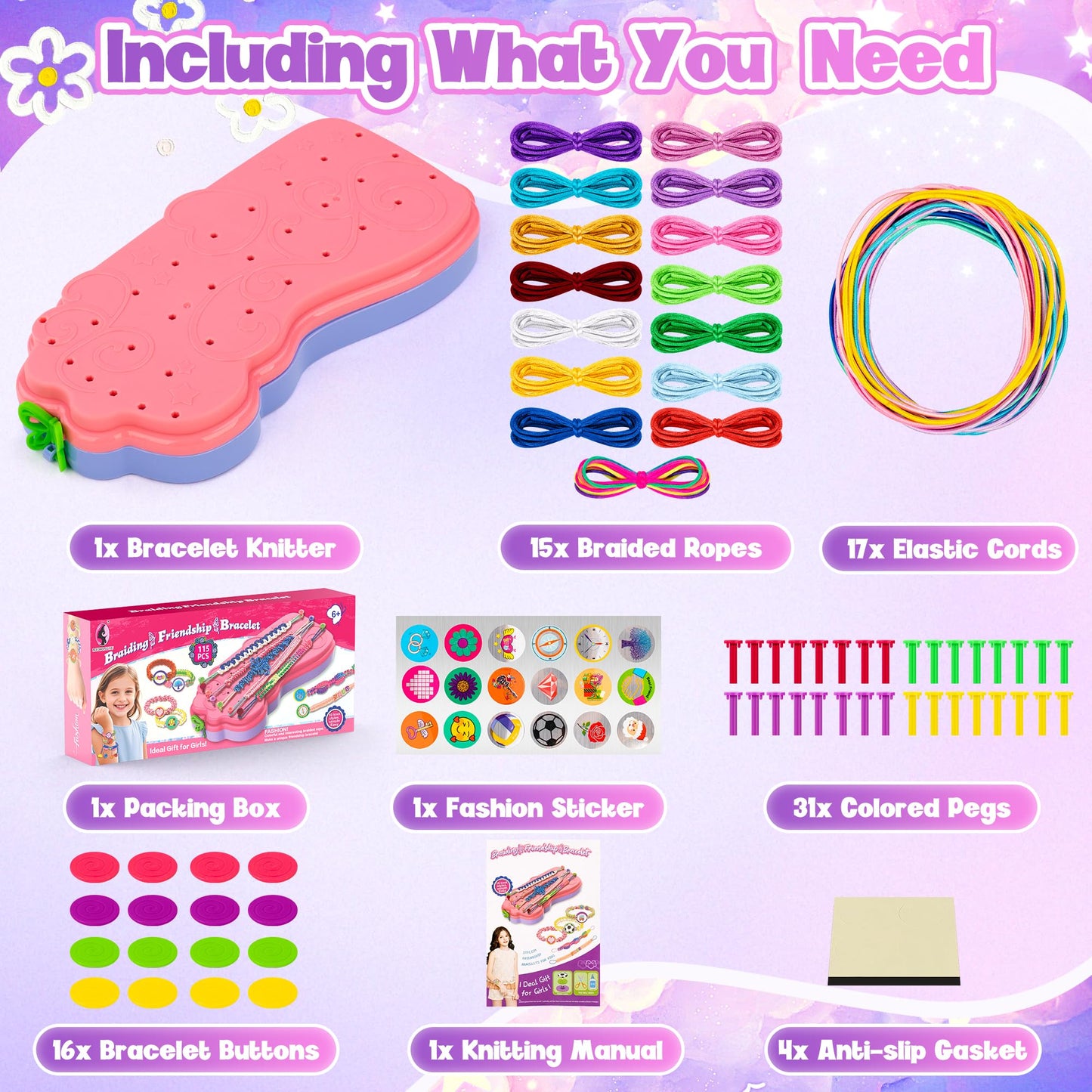 yiwaga Bracelet Making Kit for Girls, Arts and Crafts for Kids Ages 8-12, Friendship Bracelet Kit, Bracelets String Maker Toys S
