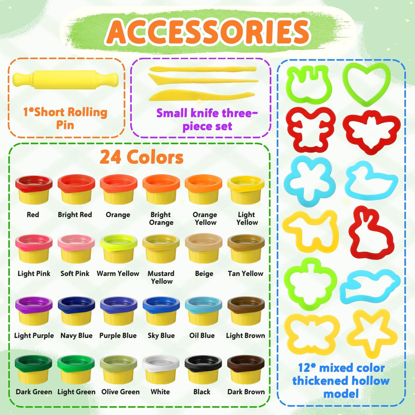 Stocking Stuffers for Kids - 24 Colors DIY Playdough Bulk Pack Classroom - Christmas Stocking Stuffers with 16 Sculpting Tools -