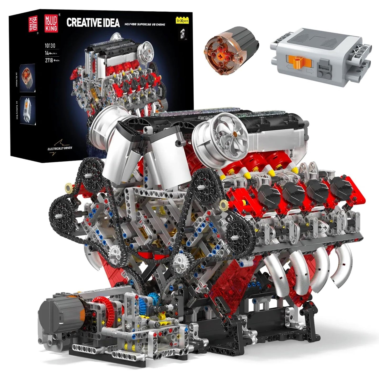 Mould King V8 Engine Model Kit, 2718 PCS Plastic Building Blocks, STEM Engineering Toy, Model WX10130-LZUSYL