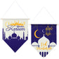 2 Pieces Ramadan Kareem Hanging Canvas Sign Eid Mubarak Hanging Canvas Sign Ramadan hanging sign Eid Mubarak sign for Ramadan Ka