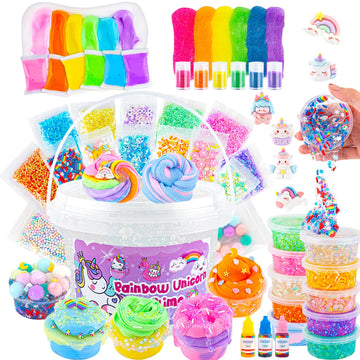 Crystal Clear Slime Kit For Kids, Diy Slime Making Kit With 36 Sets Add-Ins, Rainbow Slime Bucket For Girls & Boys Ages 8-12, Sl
