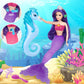 Bettina Color Change Mermaid Doll Playset, Mermaid Princess Doll With Color-Changing Tail, Mermaid Toys With Seahorse & Accessories, Purple Hair