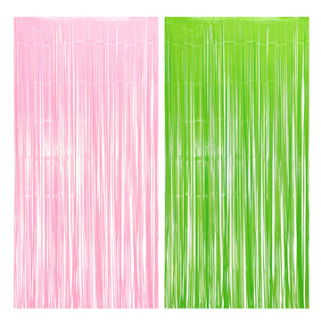 BRAVESHINE Party Streamers Backdrop - 2 Pack 3.2ft X 8.2ft Tinsel Foil Fringe Curtains for Halloween/Boo/Fairy/Girl Birthdays/Wi
