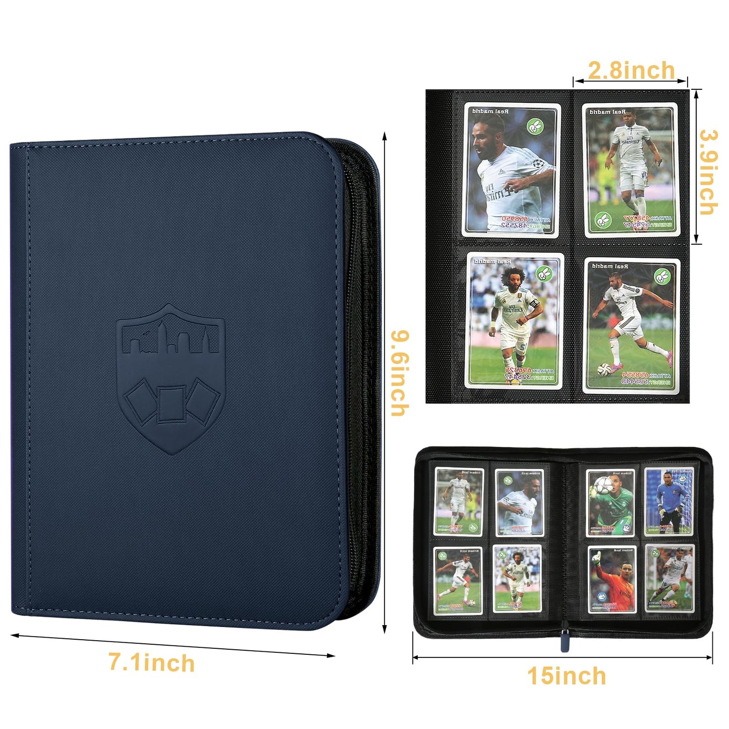 Trading Card Binder 4 Pocket  GERMUN PU Cover Card Binder for 160 Cards  enhanced Trading Card Holder Folders  Double Sided Pocket Card Album for MTG  TCG (Blue)