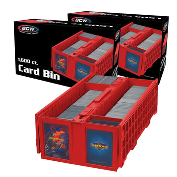 Bcw Collectible Card Bin - Holds Up To 1600 Cards - 2 Pack Red | Large Card Storage Box For Loose Trading Cards | Pokemon, Mtg, 