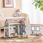 ROBUD Doll House - Wooden Realistic Camper Van Dollhouse with Handle & Wheels, Includes Mini Kitchen, Bar, Bedroom & Outdoor Din