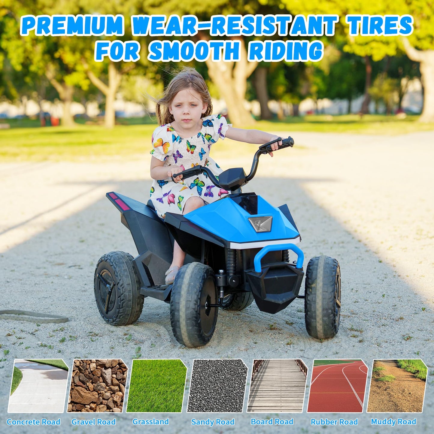 YunTopKids 24V Kids ATV, 2 Seater Ride on ATV for Big Kids 3-12, Electric Vehicle with 4 Spring Suspensions Power Wheel Ride On