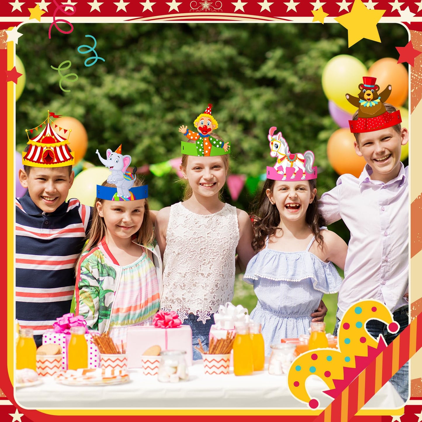 Gersoniel 24 Pcs Party Hats for Kids Paper Headbands Crown for Boys Girls, Birthday Party Decoration Favors