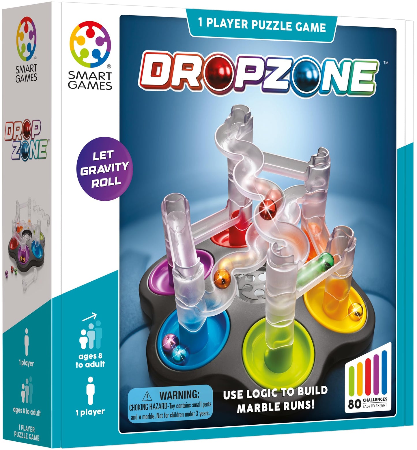 SmartGames Drop Zone Marble Run Logic Game with 80 Challenges for Ages 8 - mature-themed