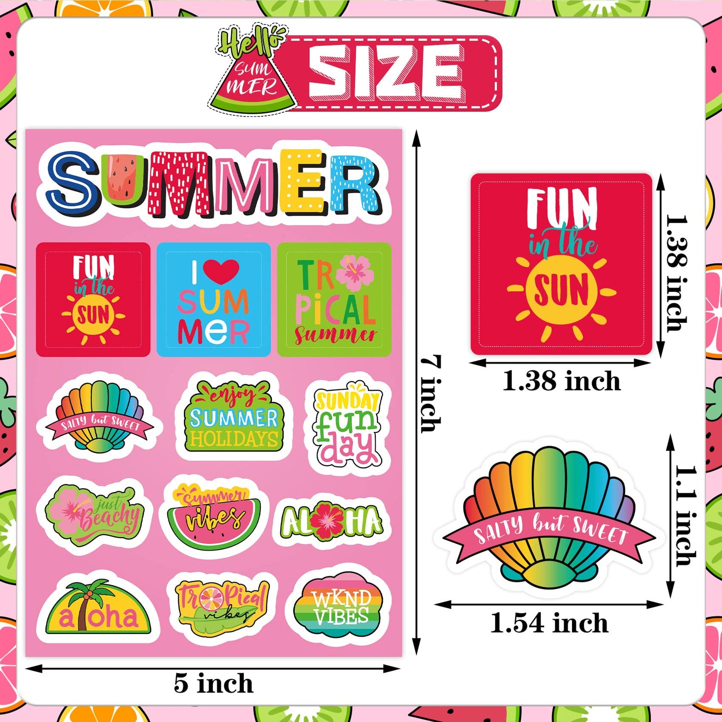 Summer Stickers For Kids Teachers, Ocean Beach Stickers Hawaiian Ice Cream Stickers Bulk For Scrapbooking Water Bottles Summer Luau Hawaii Beach Party Decorations School Classroom Party Supplies