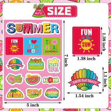 Summer Stickers For Kids Teachers, Ocean Beach Stickers Hawaiian Ice Cream Stickers Bulk For Scrapbooking Water Bottles Summer Luau Hawaii Beach Party Decorations School Classroom Party Supplies