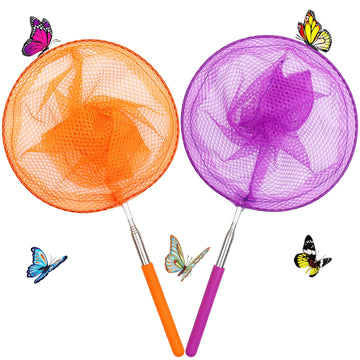 2 Pack Insect Catching Nets, Telescopic Stainless Steel Pole, Fishing Nets,Butterfly Nets, Nature Exploration Toys For Kids Outd