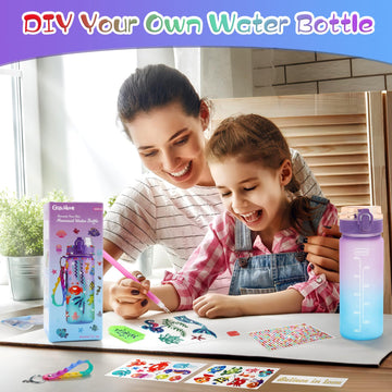 Girlshome Decorate Your Own Water Bottle For Girls Age 4-6-8-10, Mermaid Toys For Girls Painting Crafts, Fun Arts And Crafts Kits Birthday Christmas Gifts Toys