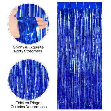 2 Pack Fringe Curtains Backdrops, Foil Fringe Curtains, Door Streamers for Birthday Wedding Bridal Shower Holiday Graduation Par