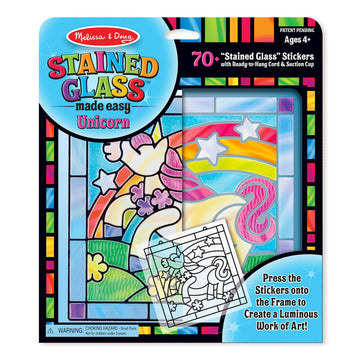 Melissa & Doug Stained Glass Made Easy Craft Kit - Unicorn - Kids Sticker Stained Glass Craft Kit; Unicorn Crafts For Kids Ages 