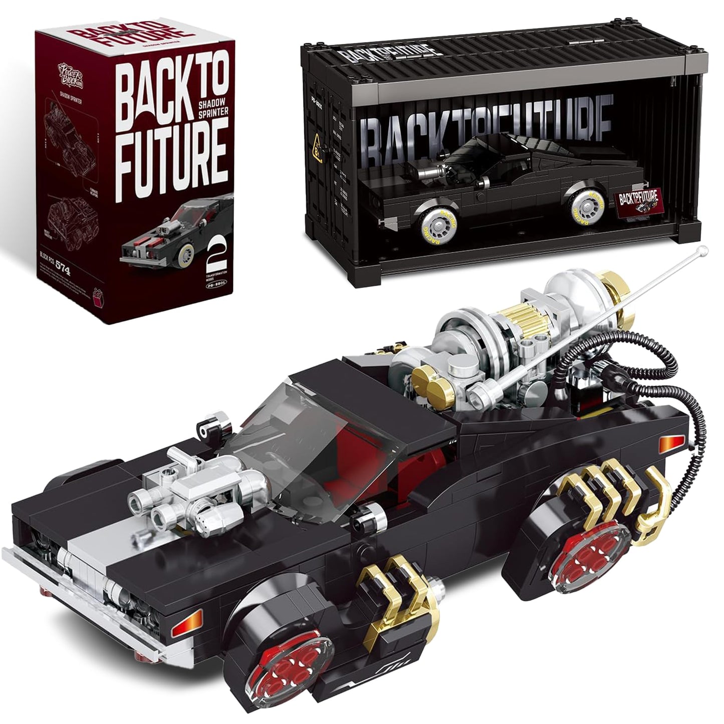 dOMOb Silver Wing Cyclone Chevy Car Building Kit - 589 pcs Building Blocks Set w/Container Display Box - Modular Scale 1:24 Mode