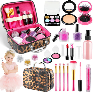 Kids Makeup Kit for Girls, Washable Makeup Set Toy, 23PCS Real Makeup Set, Safe & Non-Toxic Little Girls Makeup Kit Pretend Make
