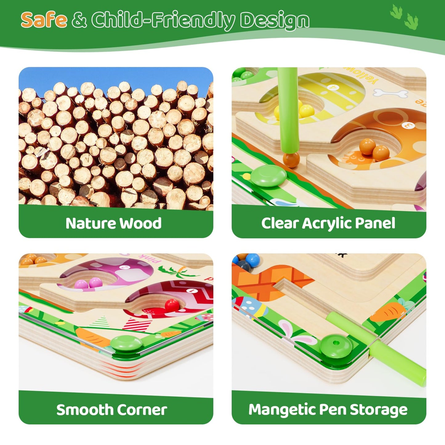 Zhiwuzhu Magnetic Color And Number Maze,Dinosaur Eggs Montessori Toys For 2 3 4 5 Year Old,Counting Matching Learning Toys,Easte