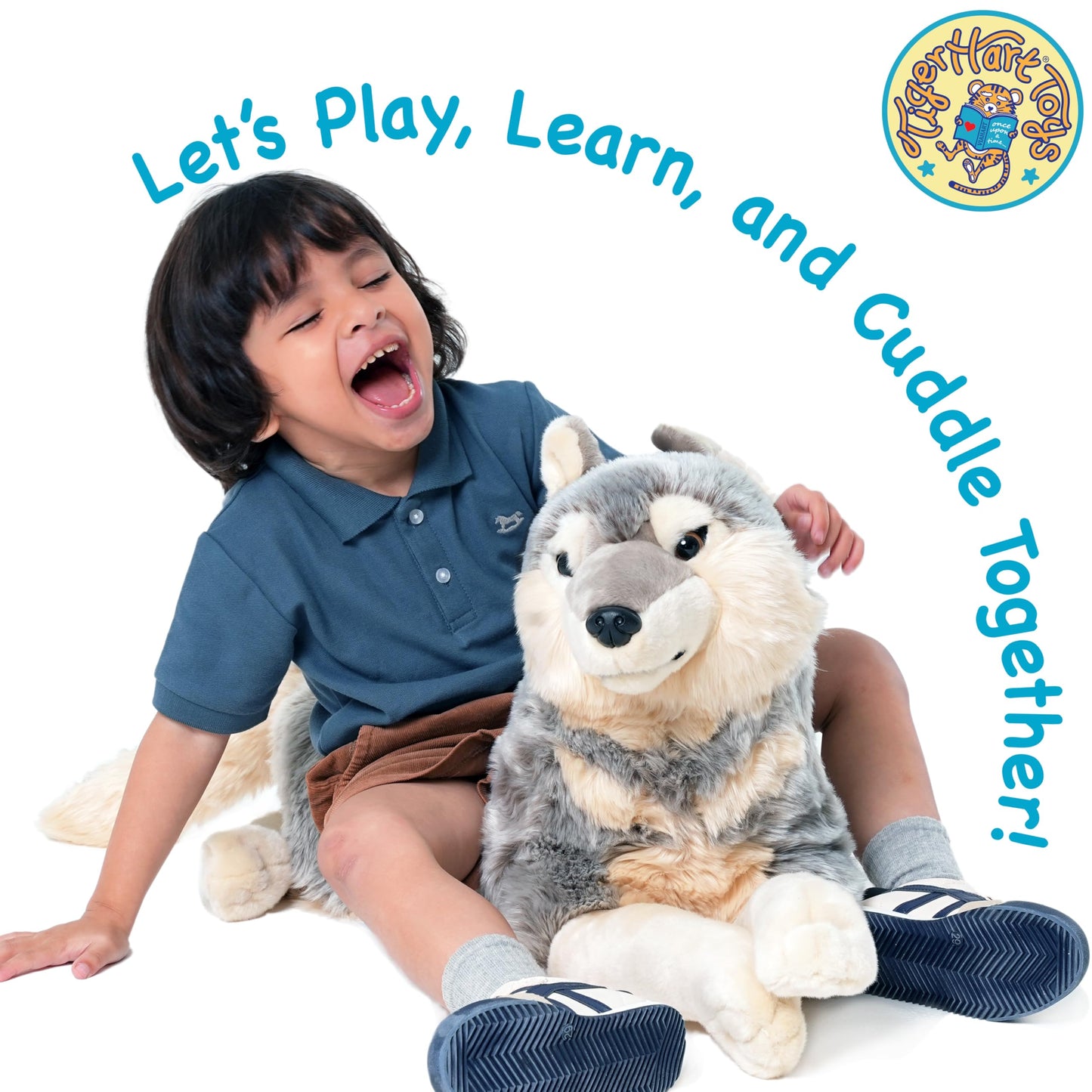 TigerHart Plush Dog - Winry The Wolf, 27 Inch, White, Soft Polyester Stuffed Animal