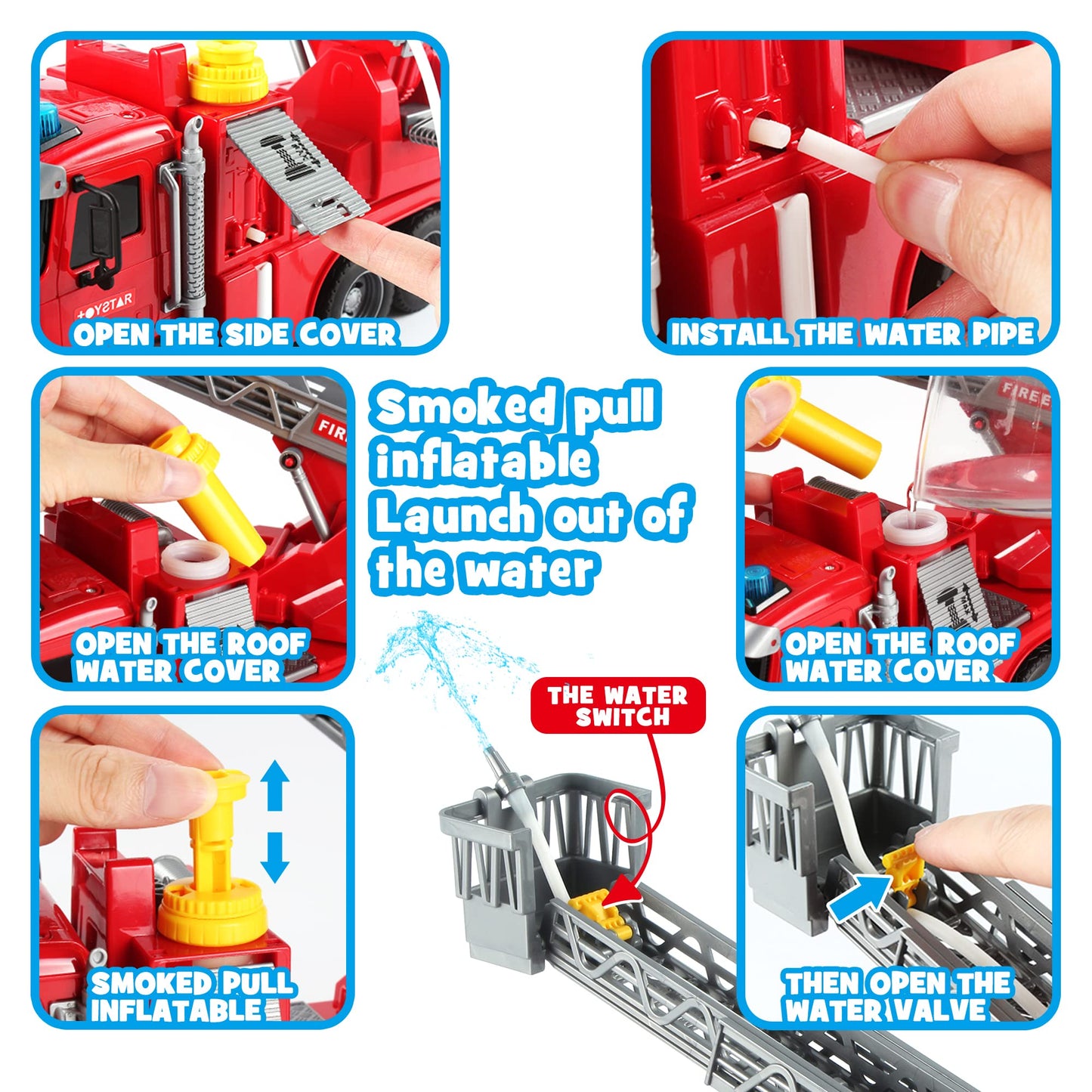 Dwi Dowellin Kids Fire Truck Toys For 3 4 5 6 Years Old Boys, Fire Rescue Vehicle With Shooting Water,Lights And Sounds