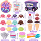 G.C Ice Cream Toys for Kids Toddlers 3-5, 42pcs Ice Cream Cart with Storage Trolley Pretend Play Food, Stack Scoop Serve Sweet T