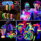 LKITMIUT 173 Pack Glow Neon Party Supplies - Glow Sticks, Fluorescent Banner, Neon Garlands, Balloons & Tablecloth for Black Light Decor