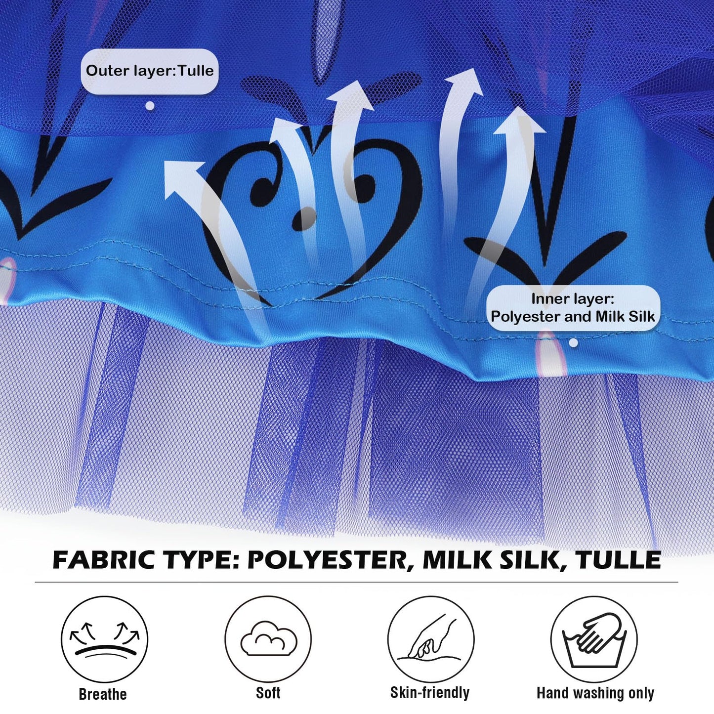 HenzWorld Princess Dress for Little Girls Fancy Costume Dress up for Girls Kids Short Flutter Sleeve Tulle Tutu Dress Halloween