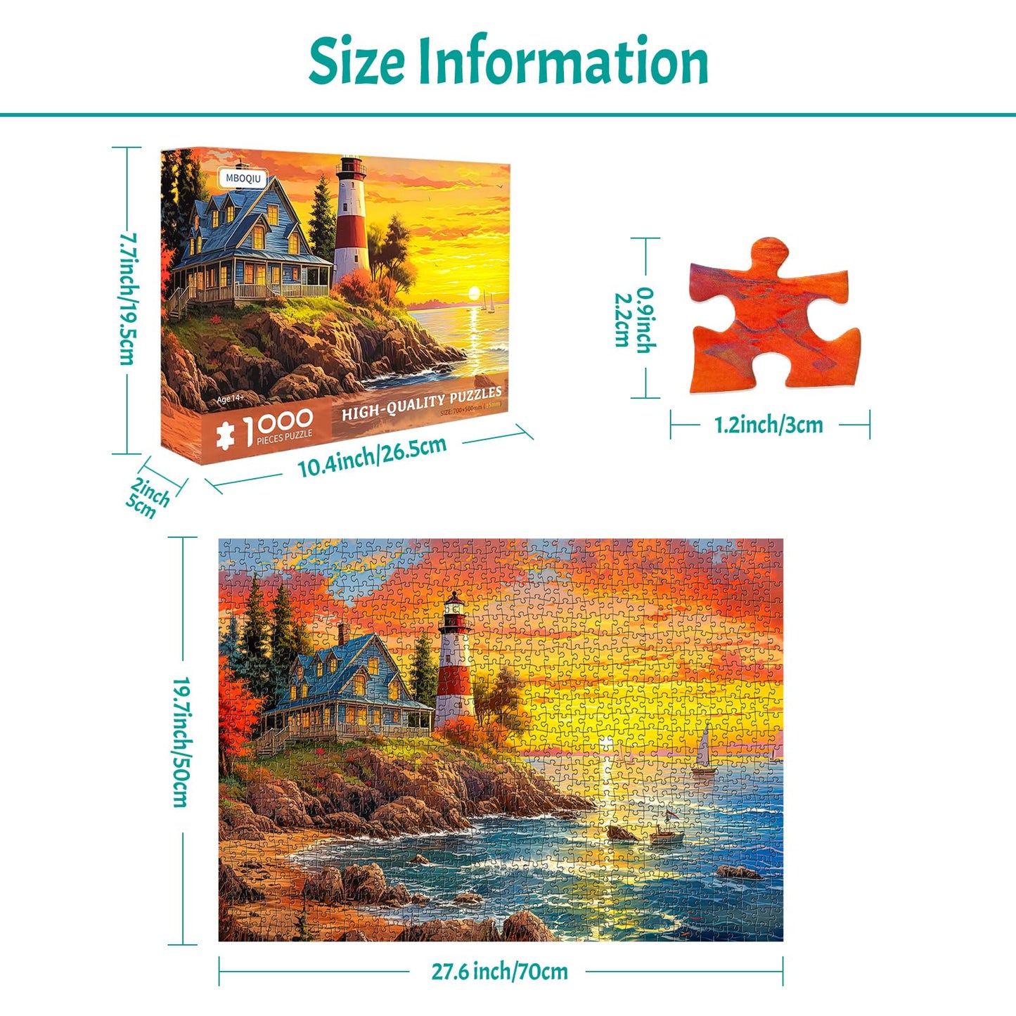 1000 Piece Puzzle For Adults, Lighthouse Puzzle For Adults 1000 Piece, Seaside Sunset Landscape Jigsaw Puzzle 1000 Pieces, Seash