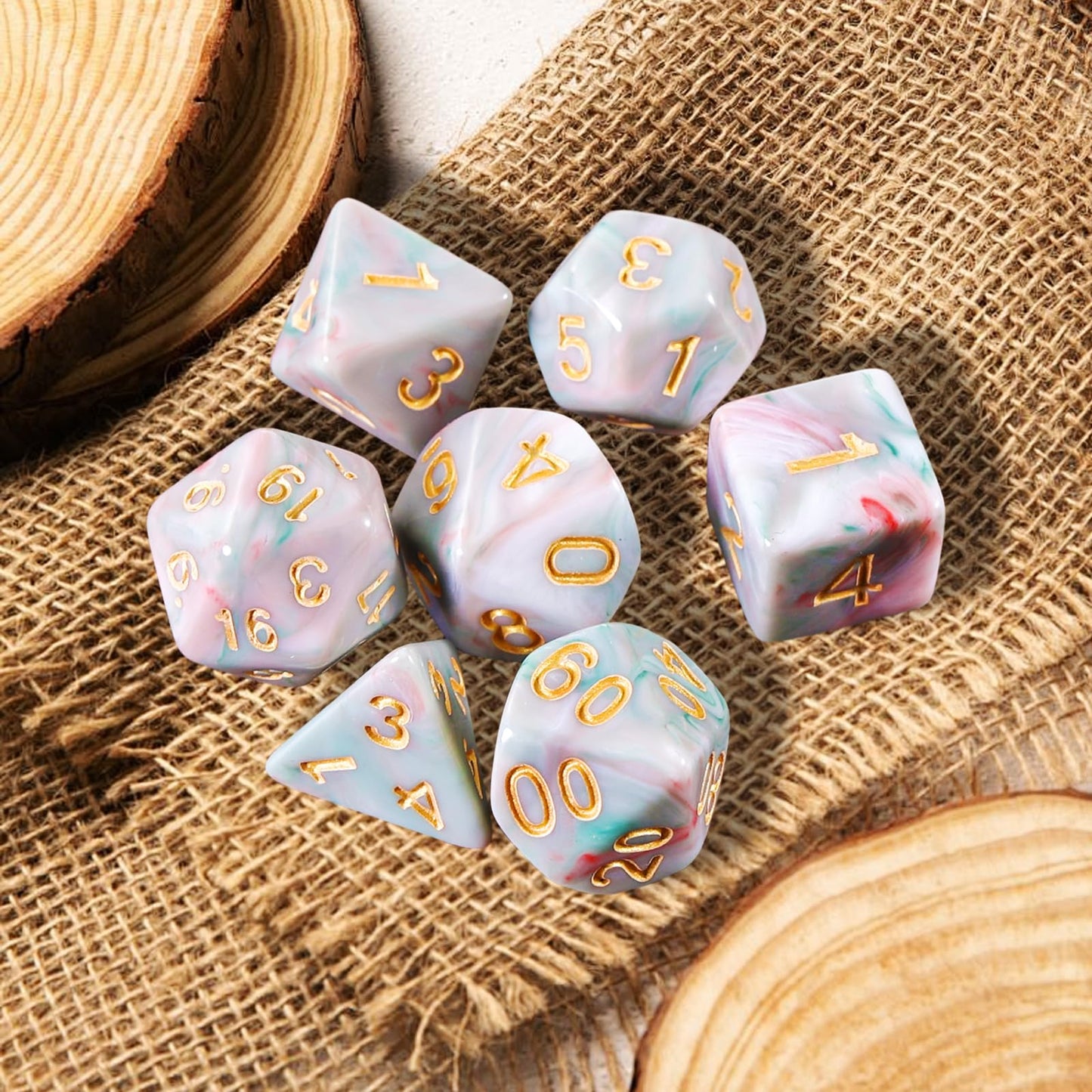 Role Playing Dice Set - 16mm Polyhedral DND Dice in Mixed Colors (Red, Dark Green, Light Green) - Perfect for Dungeons and Drago