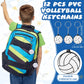 Poen 48 Pcs Volleyball Party Favors Include 12 Drawstring Backpack 12 Mini Volleyball 12 Keychain 12 Wax Thread Braided Bracelet