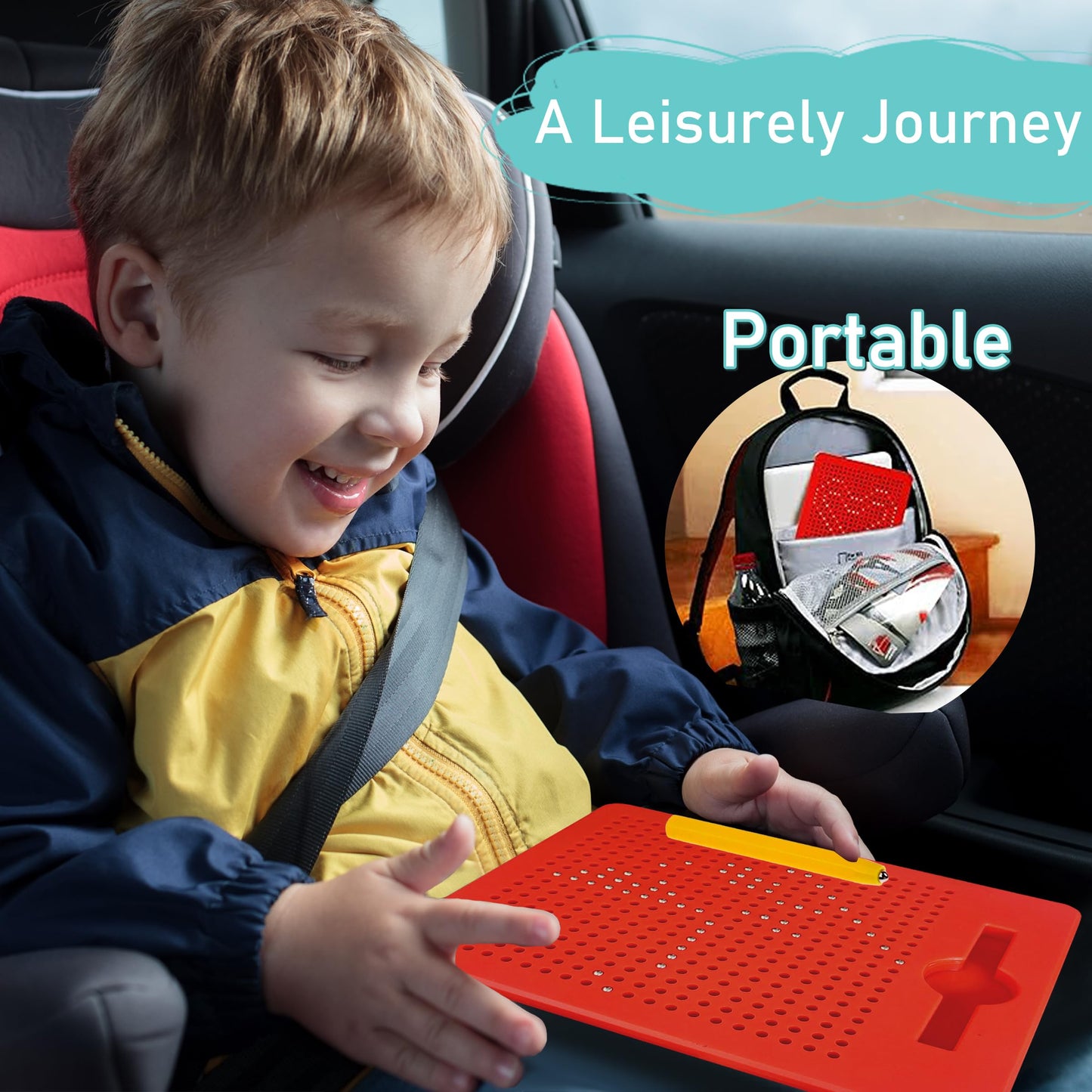 RAINBOW TOYFROG Magnetic Drawing Board - Sensory Activity for Kids 4-8, Red, ABS Material, Perfect Travel Toy