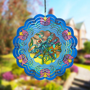 Dragonfly Metal Wind Spinners - Gifts For Women Mom Grandma Wife, Hanging Wind Spinner For Outdoor & Indoor Decorations, 12 Inch