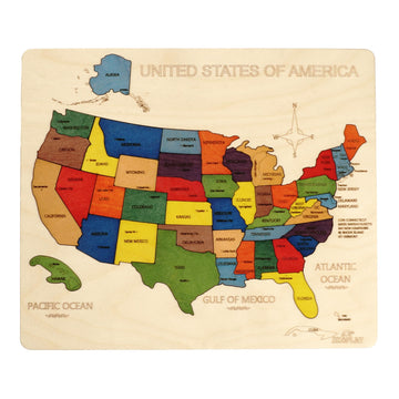 Usa Map Wooden Jigsaw Puzzle For Kids | 44 Puzzle Pieces | Learning & Educational Toy Gift For Boys & Girls Ages 3 Years And Above