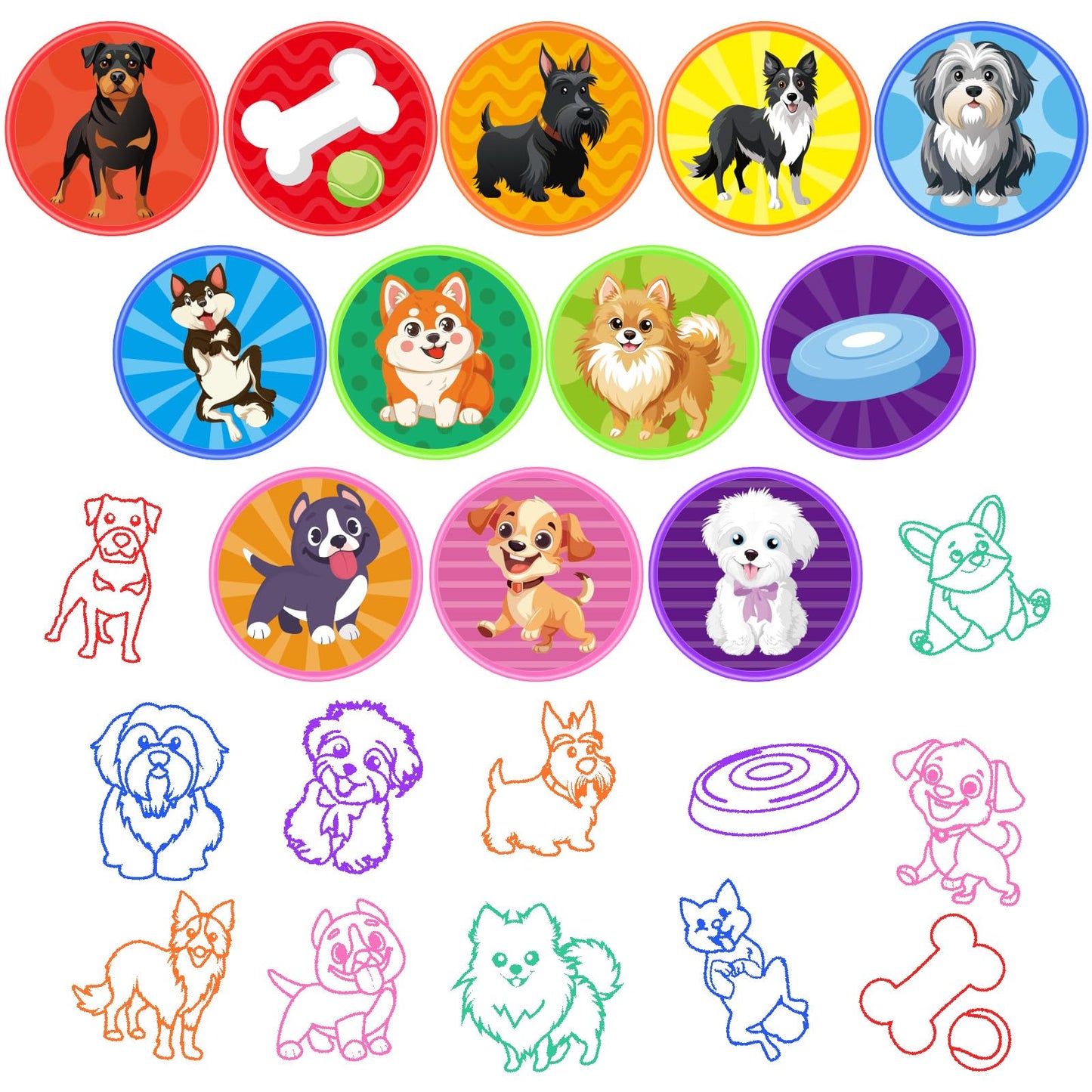 Cinrobiye 24 Pcs Dog Stampers for Kids,Puppy Party Birthday Favors, Pet Party Goodie Bag Fillers, Classroom Rewards, Carnival Pr