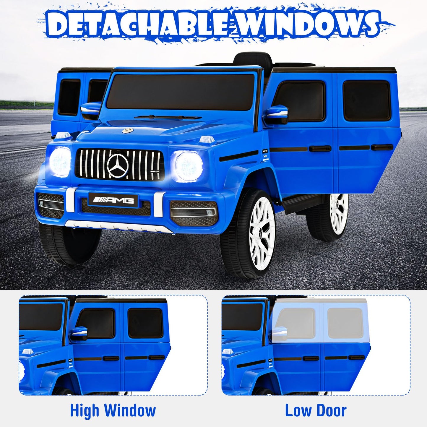 Infans Licensed Mercedes Benz G63 Kids Ride On Car, 12V Electric Vehicle With Remote Control, Double Open Doors, Music, Bluetoot