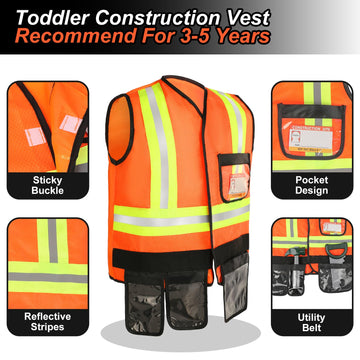 Liberry Kids Tool Set - Construction Worker Costume, Small, Orange, Plastic, Model CP00236, Dress Up Toys for Boys & Girls 3-5 Years