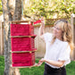 Birdie Designs Spinata - Red Spinning Pinata with Pull-String for Gender Reveal, Reusable Indoor/Outdoor Fun, Model Spin01