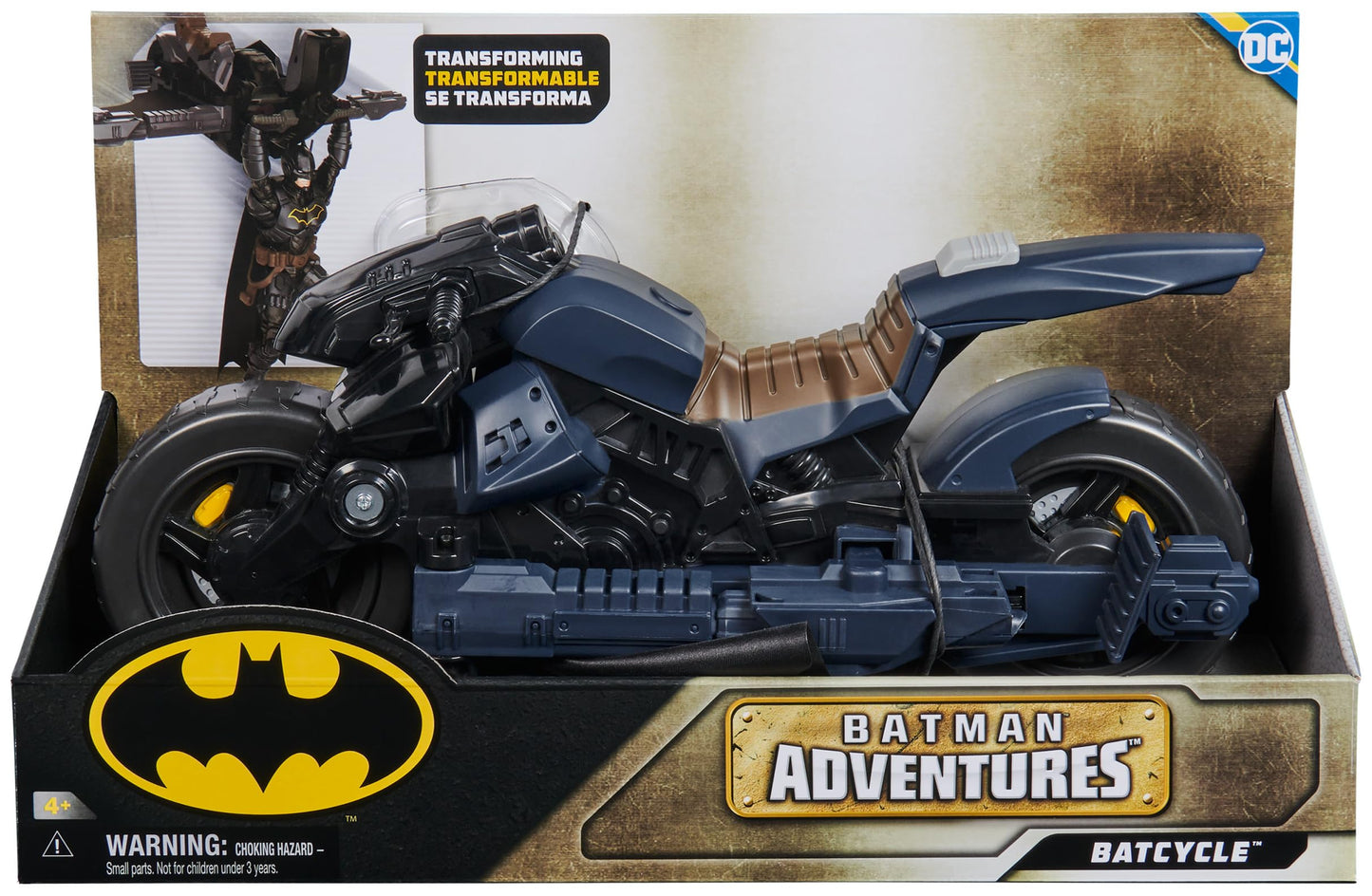 DC Comics Batman Batcycle 2-in-1 Transforming Toy, Figure Compatible, Plastic, Model 6067956, Ideal for Kids 4+