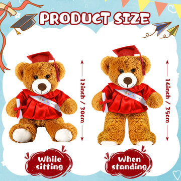Sotiff 2 Pcs Graduation Bear Plush Stuffed Toy Bear Graduation Gifts Doll Stuffed with Grad Cap for Preschool Kindergarten Colle