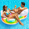 HeySplash Pool Floats mature-themed  2 Seat Inflatable Rainbow Float with Cloud Backrests and Handles  Pool Float with Cup Holders for Family/Friends/Couple  Pool Float Chair for Beaches  Lakes  Pool Parties