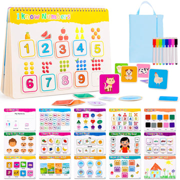 Foayex Toddler Toys For 3 4 5 Year Old Girls Boys, Toddler Books For Kids Ages 3-5, Montessori Preschool Educational Learning Toys Coloring Books With 8 Erasable Pens, Chrismas Birthday Gifts