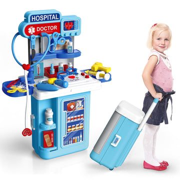 Honeystar Doctor Kit for Kids, Pretend Mobile Medical Station, 34 Accessories with Realistic Light & Sound Effects, Kids Doctor