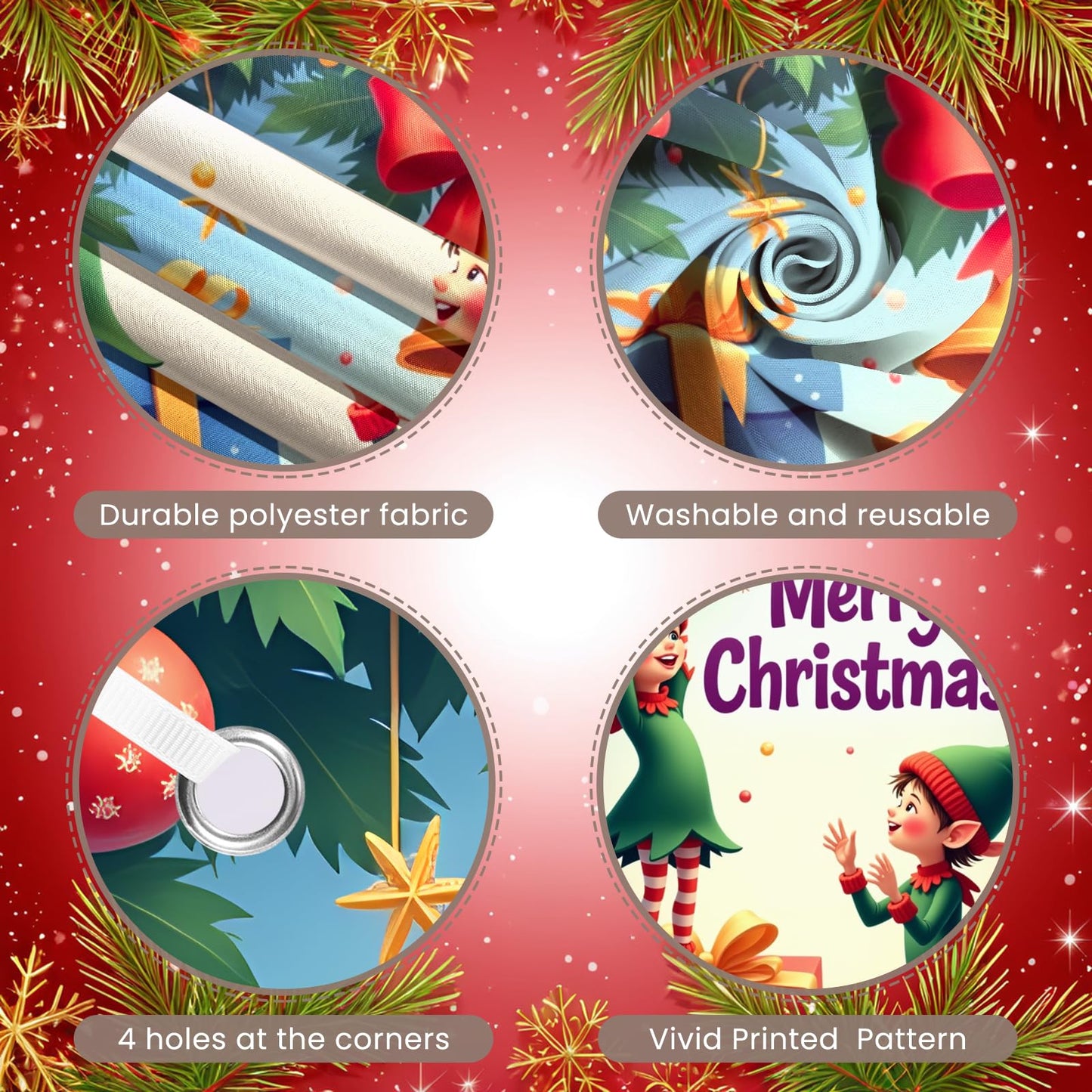 Christmas Elves Door Cover Funny Elf Christmas Hanging Banner Backdrop Photo Background Large Elf Xmas Fairy Door Decorations Gi
