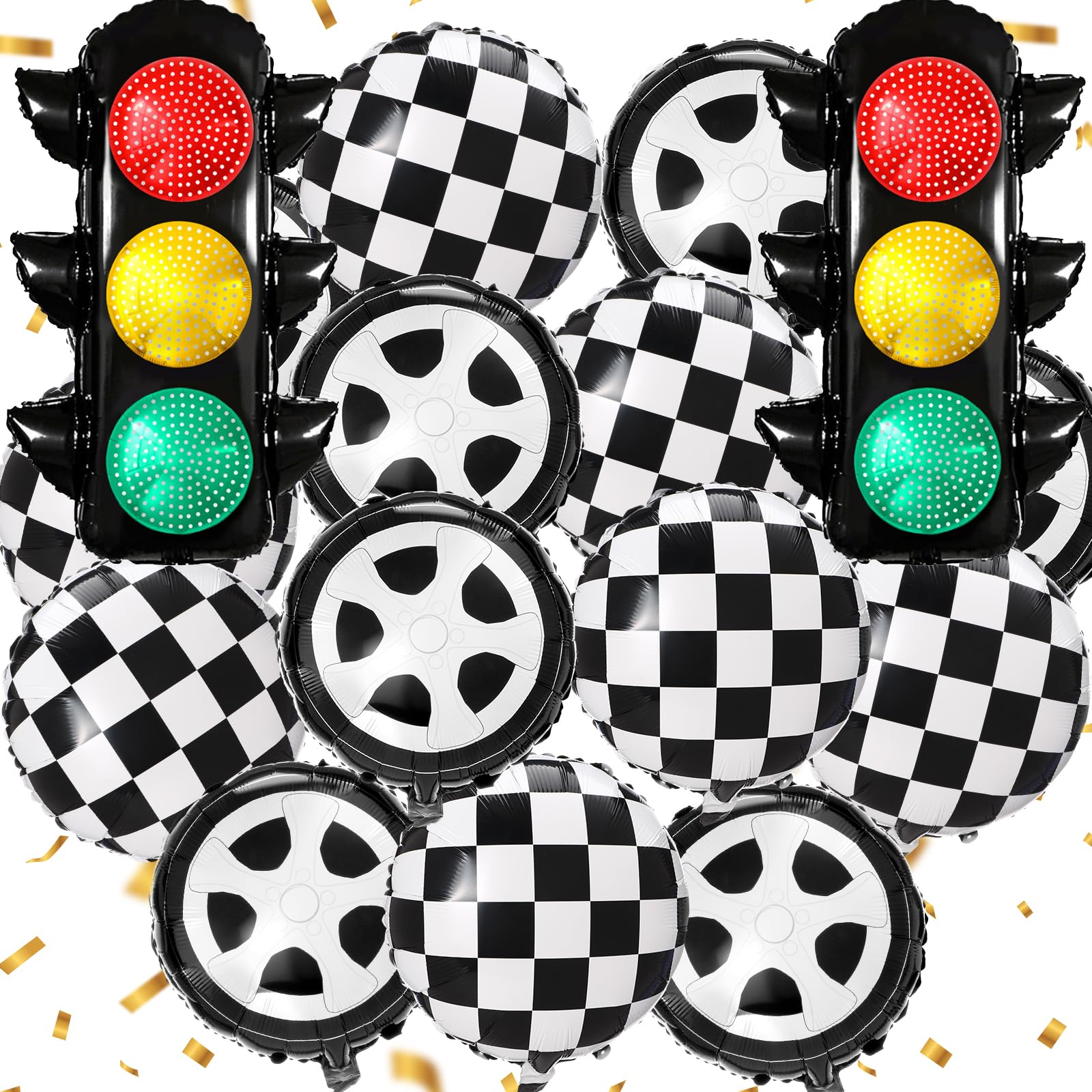 Charnoel 22 Pcs Race Car Balloons Inflatable Traffic Light, Foil ...
