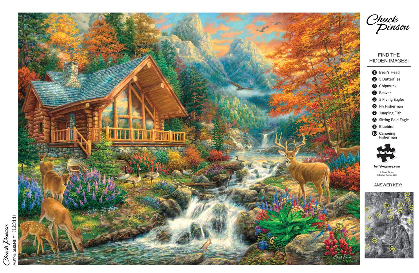 Buffalo Games Alpine Serenity 1000 Piece Jigsaw Puzzle, Large Multicolor Cardboard with Hidden Images, Model 12311